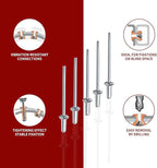 190pcs Silver 3/16" x 5/16" Aluminum Blind Rivets, 4.8 x 8mm Pop Rivets,Aluminum Grip and Steel Mandrel