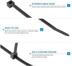 XINGO 18 Inch Black Large Zip Ties Heavy Duty 300 PACK, 330 LBS Ultra Exclusive Strong Plastic Wire Ties, Large Cable Ties Extra Long Tie Wraps For Indoor and Outdoor Use