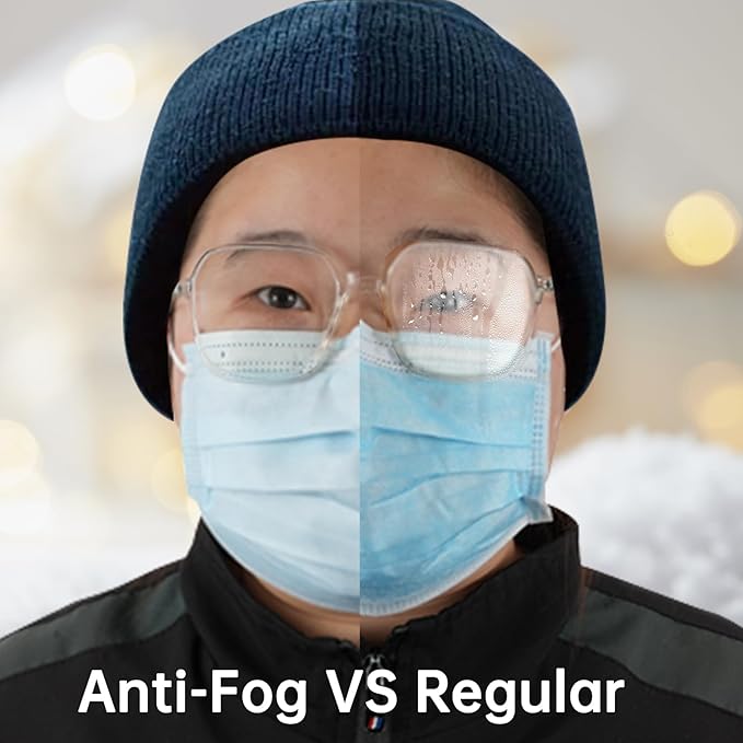 Jointown Anti-fog 3-ply Disposable Face Mask, Face Mask with Efficient Filter Media for Adult, Adjustable and Soft Nosepiece, Case of 1000
