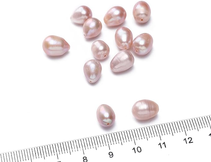 Natural Pearl Beads Rice 8-9mm Purple Freshwater Cultured Loose Gemstone Beads for DIY Jewelry Making 13.8''/Strand HQ