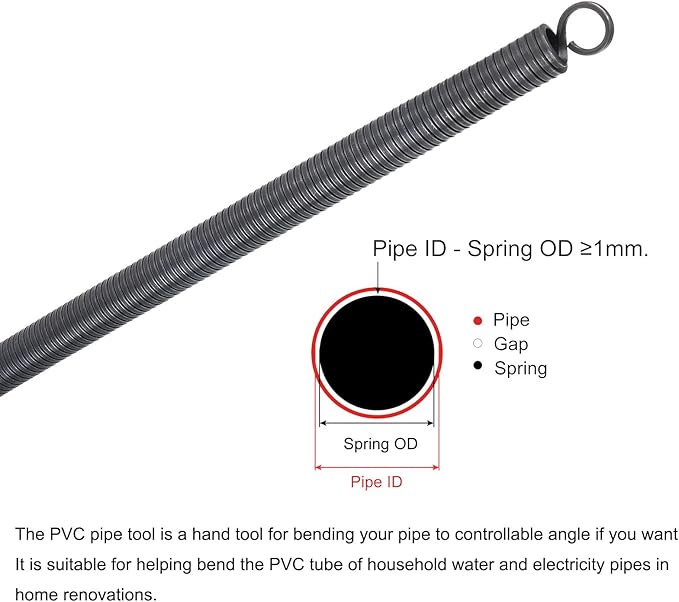 MECCANIXITY Spring Tube Bender OD 18.8mm/0.74" Steel Spring Pipe Bending Tubes 1000mm/39.37" Long for 3/4" PVC Pipe(ID 20mm) in Home Renovations,Electrician Wiring Bending(insert-pipe use)