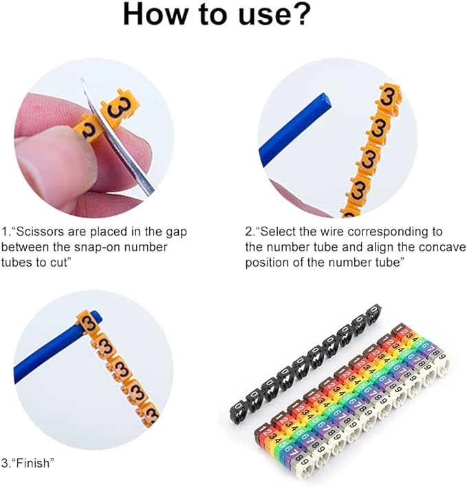 Clip on Wire Markers Wire Number Labels Colorful Cable Numbering Marker Tube for Marking The Color Coded Cables(150PCS KCM-1.5MM 1.5)