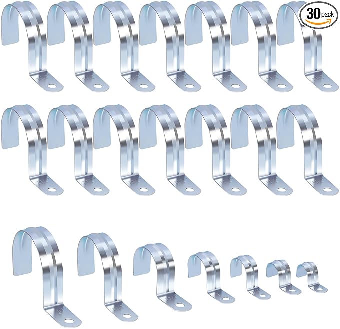 Tanstic 20Pcs 1-1/2 Inch EMT Pipe Strap Zinc Plated Steel One Hole Strap Conduit Clamp Rigid Pipe Strap for Pipe Fixing