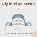 zinc plated steel pipe clamp,Steel Rigid Pipe,Holes Cable U Bracket Pipe Clamp,Electrical Conduit Straps (Two Holes, 2 inch-10pcs)