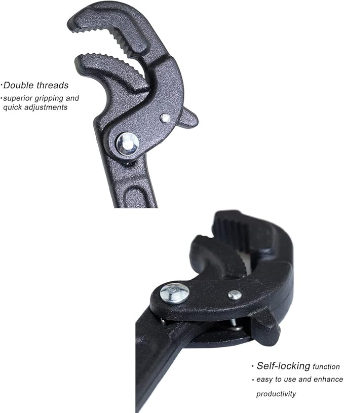 2 Pcs Multi-function Universal Wrench Set Self Adjusting Spanner Quick Power Grip Pipe Wrench for Auto Repair and Home Maintenance