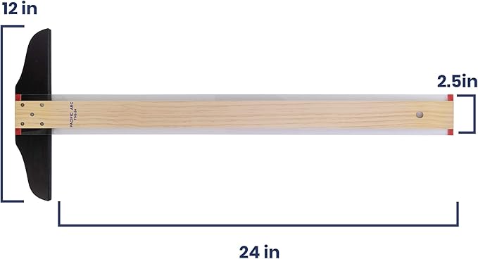 Pacific Arc 24 Inch T Square, Traditional Maple Blade with Acrylic Edge