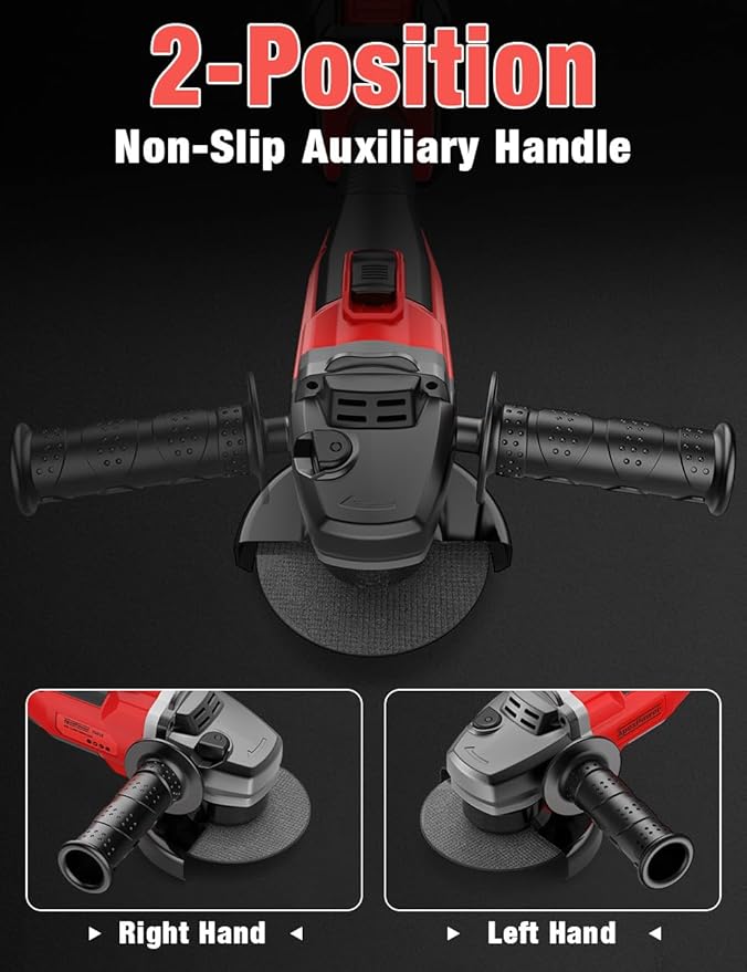 Brushless Angle Grinder for Milwaukee M18 Battery, 4-1/2" Cordless Small Angle Grinder w/Auxiliary Handle, 10 Sandpapers, 2 Cutting & 2 Grinding Wheels, Pin Wrench, Lock-on Slide Switch for Polishing