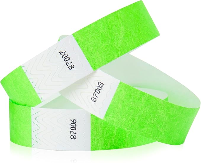 1,000 WristCo Neon Green Tyvek Wristbands for Events - Tamper-Proof Design & Fluorescent Color Prevent Reuse Premium-Grade Bracelets for Hospital & Medical ID, Party & VIP Identification