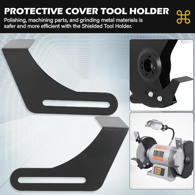 2 Pcs Bench Grinder Protective Tool Rest 9.84 Inches Steel Bracket Tool Part Set for Bench Grinder Polisher, Black