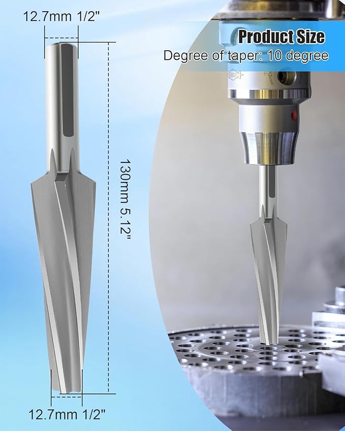 10 Degree Ball Joint Reamer, 6542 High-Speed Tool Steel Tapered Ball Joint Reamer for 1-1/2in Per Foot, Tapered Reamer Tie Rod