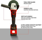 DOGTOOTH Max 21V 4-1/2'' Cordless Angle Grinder Set with 2 * 4.0 Ah Batteries, Compatible with Makita 18V Battery, Brushless Motor, Max10000 RPM, Charger, 4 Cutting&Grinding Discs and Carry Case