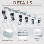 43 PCS Two Holes Straps, U Clamps,Pipe Straps, U Bracket Clamps, Zinc Coated Tension Tube Clips, for Pipe Tube Fixing Mounting - 1/2" 3/4" 1"