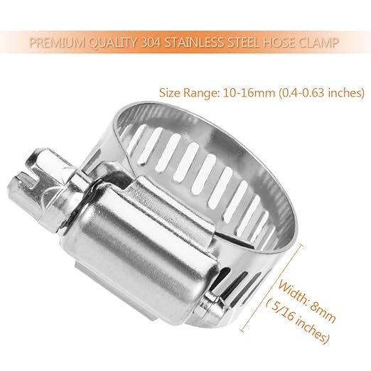 LOKMAN 20 Pack Stainless Steel Hose Clamp Adjustable 3/8'' - 5/8'' (10-16mm) Worm Gear Hose Clamp, Metal Fuel Line Pipe Clamp for Plumbing, Automotive And Mechanical Application