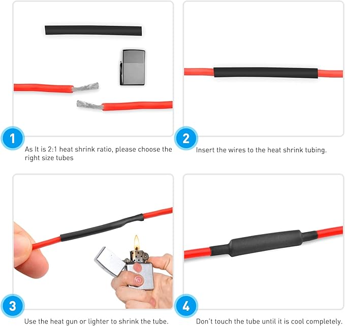 Nilight - 50005R Heat Shrink 2:1 Electric Insulation Tube Kit 45mm Flame Retardant Wrap Cable Sleeve 560pcs 5 Colors 12 Sizes with Storage Box，2 Years Warranty