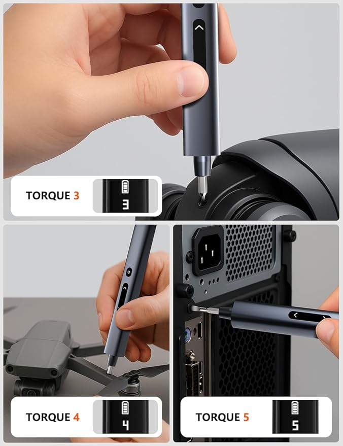Electric Screwdriver Set, 80-in-1 Mini Electric Precision Screwdriver Cordless with 5 Torque Levels, Max 0.75N.m, 500mAh Battery, Small Power Screwdriver Kit for Laptop, Phone & Electronics Repair