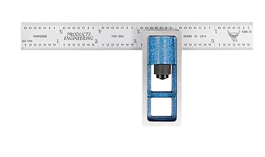 Precision Double Square - 6” 4R Metal Ruler for Metal Working and Fabrication, Carpentry, Woodworking and More PEC Tools, Reads 1/32",1/64",1/8"、1/16", Made in USA