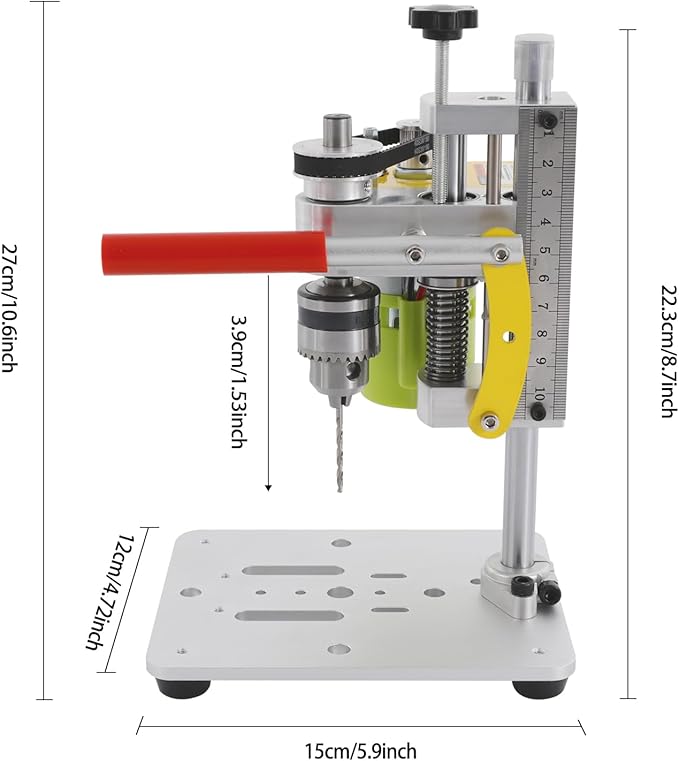 Electric Mini Drill Press, 3000RPM Drill Press Work Station Precision Benchtop Drills Presses with B10 Chuck & Drills Vise for Metal Wooden Jewelry DIY and Crafts Projects