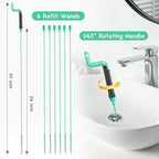 Drain Clog Remover Tool – 30”Anti-break Steel Sink Snake Hair Drain Cleaner Tool, Plumbing Snake with Rotating Handle & 6 Refills, Drain Hair Remover for Shower, Toilet, Kitchen Sink, Bathtub. 6-Pack