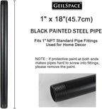 GeilSpace 1" × 18" Pre-Cut Black Metal Pipe, Industrial Steel Fits Standard One Inch Black Threaded Pipes and Fittings - Vintage DIY Industrial Shelving (1" × 18")