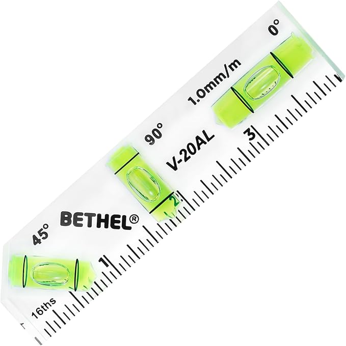 BETHEL Mini Bubble Level - 3-in-1 Multi-Angle (45°/90°/180°) Cross-Check Pocket Spirit Shatterproof Level for Picture Hanging, Wall Framing, Tile Layout & DIY Measuring Tools