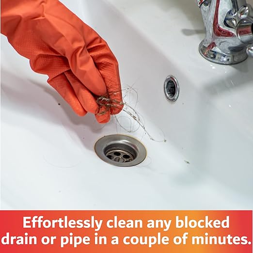 22" Long Sink Drain Cleaning Brush by FryOilSaver Co., Clog Remover for Small Spaces Perfect for Unclogging Sink, Toilet & Shower Drain, Drain Snake Hair Clog Remover, Tiny Pipe Cleaning Brush - B113C