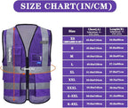A-SAFETY High Visibility Mesh Safety Reflective Vest with Pockets and Zipper,Hi Viz Work Vest for Men Women (Purple Mesh XL)