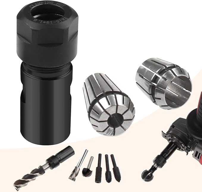 5/8"-11 Thread Angle Grinder Extension Shaft Set Electric Drill Conversion Collets Adapter Woodworking Tool Accessories Include Spring Collet 1/4" & 1/2" 3PCS Black