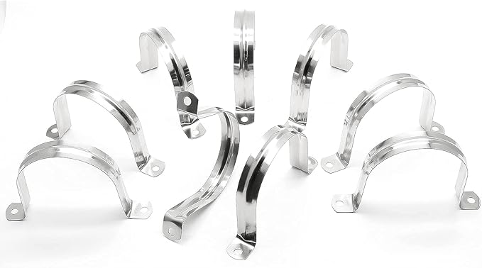 10Pcs 3 Inch Stainless Steel Large Conduit Clamps, Two Hole Strap U Bracket Rigid Pipe Strap Metal U Clamp Conduit Strap Tension Clips U-tube Clamp Heavy Duty