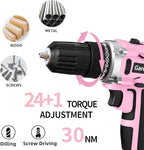 GardenJoy Cordless Power Drill Set - 21V Electric Drill Driver Kit with Battery and Fast Charger, 65pcs Acessories, 2 Variable Speed Control, 3/8-Inch Keyless Chuck and 24+1 Torque Setting