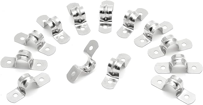 30Pcs 1/2 Inch Stainless Steel Conduit Clamps, Two Hole Strap U Bracket Rigid Pipe Strap Metal U Clamp Conduit Strap Tension Clips U-tube Clamp Heavy Duty