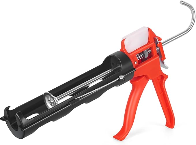 Caulking Gun, Silicone Sealant Caulk Gun for Caulking/Filling/Sealing, No Drip Hand Caulk gun with Ergonomic Grip,18:1 Thrust Ratio, Iron Smooth Rod for 10oz Caulk tubes