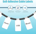 60 Pieces Self-Adhesive Cable Labels, Paste Wire Labels, Nylon Writable Cord Tags Waterproof White Wire Cable Tags for Electronics Office Computers Management and Identification