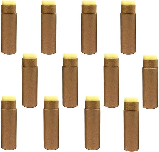 12 Pcs 0.3 Oz Paperboard Lip Balm Tubes 10ml Empty Cardboard Krafts Tubes Lipstick Tube Refillable Lip Gloss Container Solid Perfume Tubes Chapstick Container for DIY Cosmetic Samples Deodorant(Brown)-VeraVaultWomen