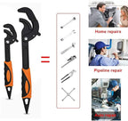 2 Pcs Multi-function Universal Wrench Set Self Adjusting Spanner Quick Power Grip Pipe Wrench for Auto Repair and Home Maintenance