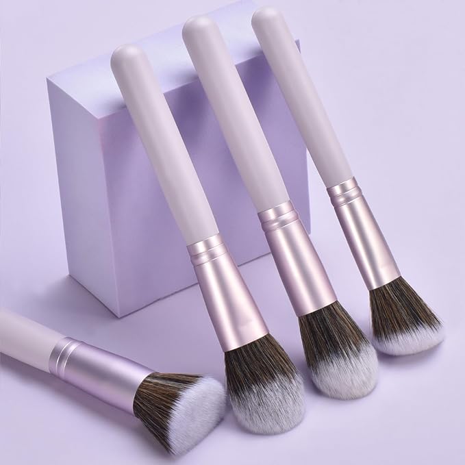 10 Piece Purple Makeup Brushes - Wooden Handle with Soft Synthetic Bristles,for Face & Eye Makeup|Professional Makeup Brushes set for Women & Girls|-VeraVaultWomen