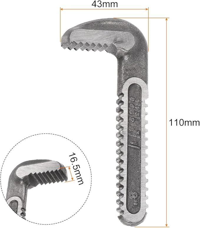 HARFINGTON Pipe Wrench Hook Jaw 8" Plumbing Wrench Replacement Jaws Carbon Steel for 8" Adjustable Wrench
