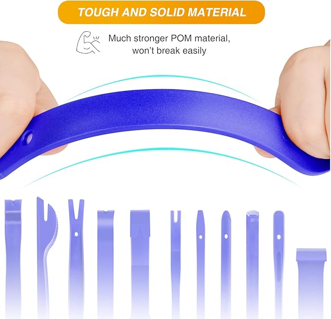 GOOACC 13PCS Nylon Trim Removal Tool Set for Bumper Fastener Rivet Clips Car Door Clip Panel Audio Video Dashboard Dismantle Blue (GRC-203)