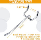Funrous 100 Pack Peg Board Hooks Stainless Steel Pegboard Hooks Shelving Display Hanging Peg Board Holders for 1/8 and 1/4 Garage Storage Tools Organizer(4 Inch)