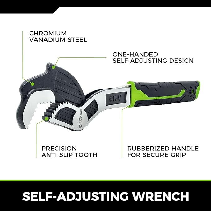 Multi-function Adjustable Pipe Wrench Set, 2-Piece, Quick Self-Adjusting, Power Grip for 7-35mm Nuts, Pipes Use，Chromium Vanadium Steel