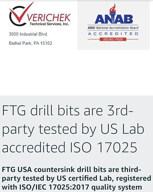 FTG USA Adjustable Wood Countersink Drill Bit Set 4 Pc #8 (11/64") with Tapered Drill Bit for Woodworking
