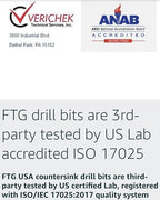 FTG USA Countersink Drill Bit Set 3 Pc #6 (9/64") with Tapered Drill Bits for Woodworking