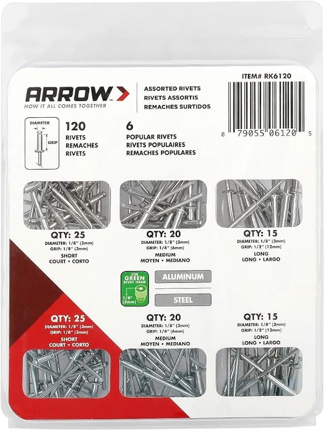 Arrow Heavy Duty Riveter Kit, Professional Pop Rivet Gun with Assorted 120 Rivets