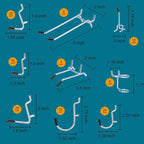 286PCS Pegboard Accessories Organizer Kit, Including pegboard Box Organizing Various Tools, 1/8 and 1/4 inch Pegboard Hooks Assortment for Hanging Storage,Garage Wall (286-Transparent Box)