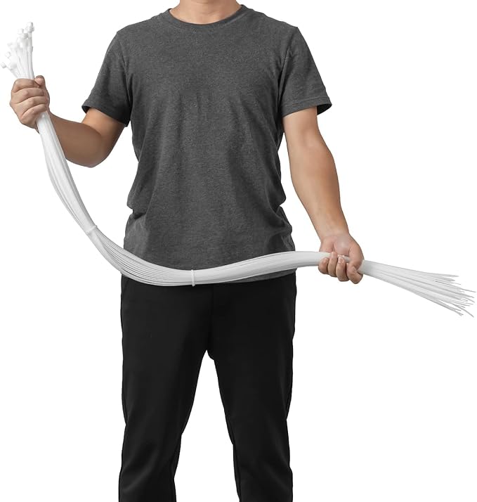 32 inch White Zip Ties Heavy Duty 30 PCS, 200LBS Ultra Exclusive Strong Plastic Wire Ties, Large Cable Ties Extra Long Tie Wraps, Indoor and Outdoor UV Resistant