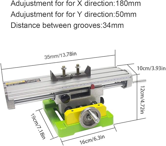 AMYAMY Milling Machine Worktable,Cross Slide Table - Compound Drilling Slide Table for Bench Drill Adjustable X-Y Axis (350x100mm)
