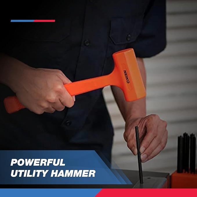NEIKO 02849A 4 Lb Dead Blow Hammer, Neon Orange | Unibody Molded | Checkered Grip | Spark and Rebound Resistant
