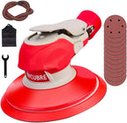 Air Sander 6 Inch DA Palm with vacuum Sander, Pneumatic Random Orbital da Sander for auto body & Woodworking & Auto Polishing (including 12 sandpaper + accessories)
