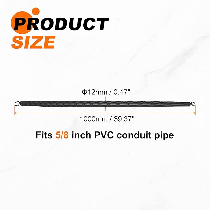 HARFINGTON PVC Spring Tube Bender 12mm OD 1000mm Long A Type Conduit Pipe Bender Bending Spring for Pipe Bending Devices in Home Hydropower, Black