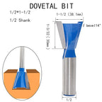 1-1/2” Dovetail Router Bit 1/2 Shank Half-Blind & Through Dovetail Bits Wood Joints Cutter Tool for Making Boxes Drawers Chests for Engraving Router planing Head Wood Cutter