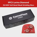 Concrete Floor Grinding Discs, Diamond Metal Grinding Tooling for Lavina Grinders, Concrete Preparation & Thin Epoxy Remove, Double Segments 30/40 Grit Soft Bond, Pack of 9